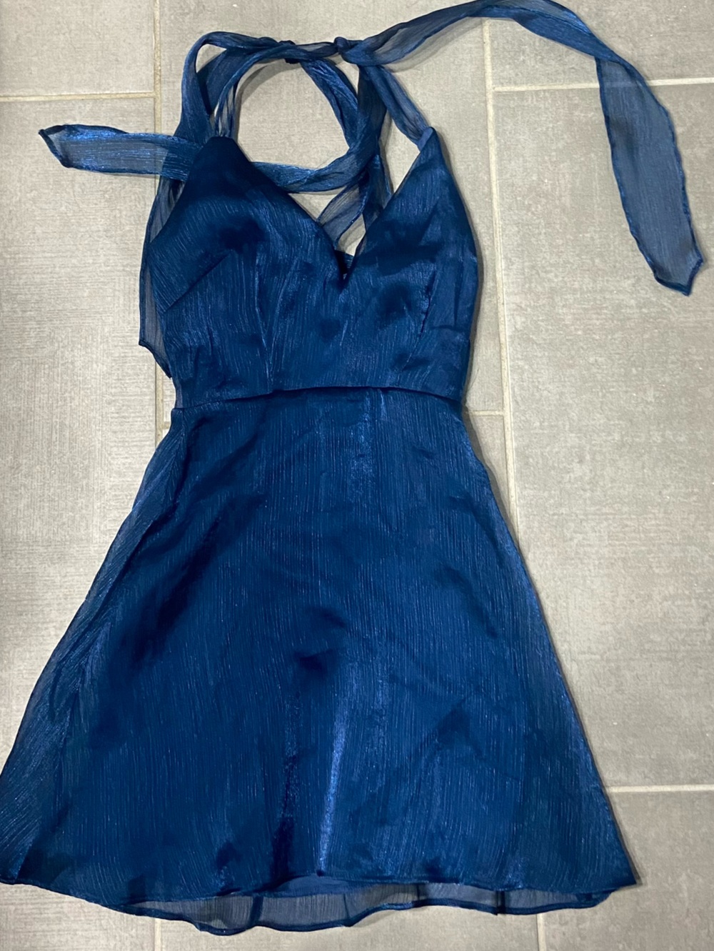 Lucy in the Sky Navy Blue Halter Skater Dress